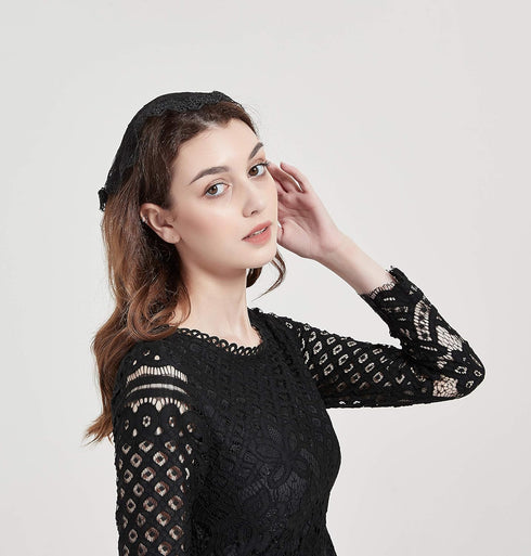 FANFAN Headcovering Lace Church Veil Headpiece Vintage-Inspired Chapel Cap Veil Y034...