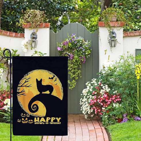Halloween Garden Flags, Halloween Decorations, Halloween Gifts, Garden Flags 12x18 Double Sided, Happy Halloween Dog Yard Flag, Corgi Gifts for Co...