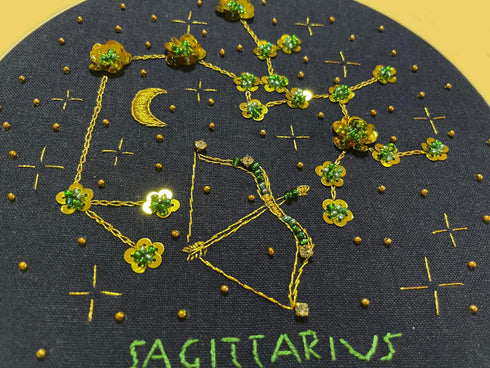 mozhijing constellation Embroidery Kit for Adults with Stamped Pattern, Round Beads for Embroidery DIY Crafting,Cross Stitch Beginner Kits with Fr...