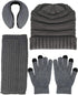 Winter Warm Knitted Scarf Beanie Hat Gloves and Earmuff Set for Men and Women's Soft Stretch Hat Scarf Mitten and Earmuff Set...