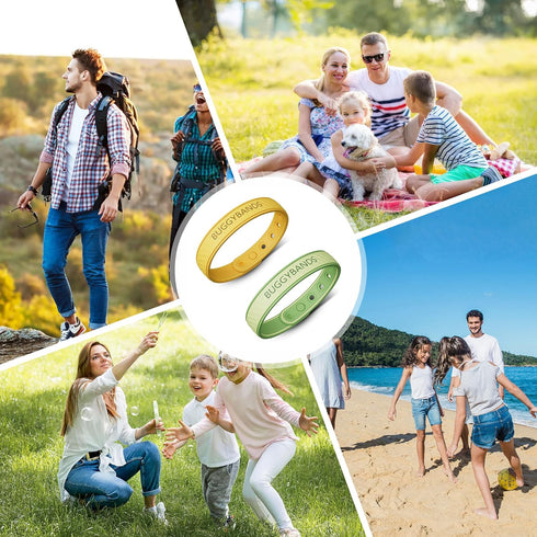 Mosquito Repellent Bracelets, 2 Pack Silicone Mosquito Repellent Bands with DEET Free, Natural & Waterproof Bug Wristbands for Kids and Adults, Ou...