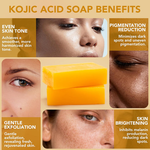 Organic Honey Turmeric Kojic Acid Soap. Dark Spot Remover Soap Bars with Vit C, Retinol, Collagen, Turmeric - Complex Infused with Hyaluronic Acid...
