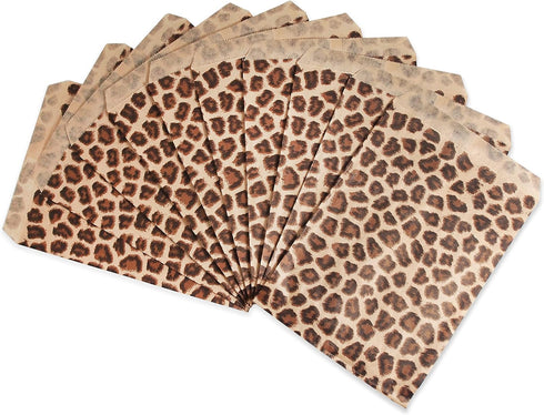 CuteBox Leopard/Cheetah Flat Paper Gift Bags 100 pcs (5" x 7") for Merchandise, Crafts, Party Favors, Tradeshows, Retail, Showcases, Display, Holi...