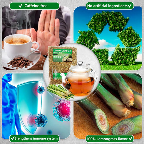 Lemongrass Tea Loose Leaf Bulk – 8 oz Loose Leaf Herbal Tea – Tea With Lemongrass – Lemongrass Teas – Caffeine Free - Loose Leaf Tea Lemongrass - ...