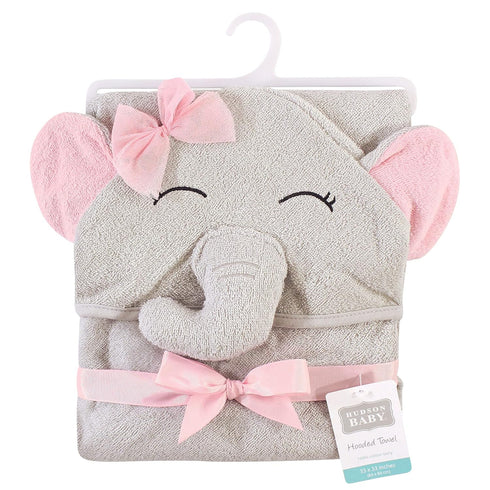Hudson Baby Unisex Baby Cotton Animal Face Hooded Towel, Pretty Elephant, One Size...