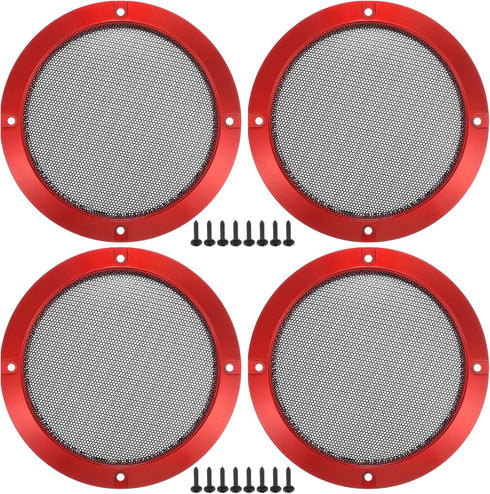 ACROPIX Universal 5" Car Speaker Grills Cover Mesh Round 5 Inch Audio Speaker Subwoofer Guard Protector Case with Mounting Screws Iron Red - Pack ...