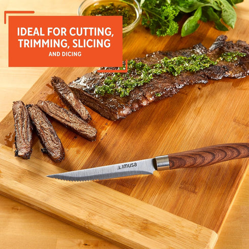 Imusa 4.5in Chef WL Stainless Steel Steak Knife with Wood Look Handle...
