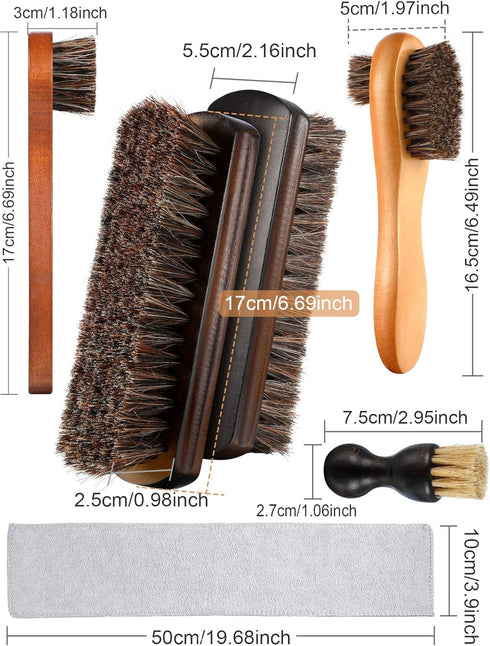 Youngjoy 6 Pieces Horsehair Shine Shoes Brush Kit Polish Dauber Applicators (B)...