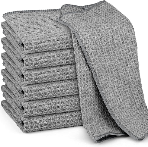 Waffle Weave Microfiber Cleaning Cloth for Dusting Absorbent Towel Quick Drying Dust Rags for Car Interior Wash Auto Detailing Household Kitchen, ...
