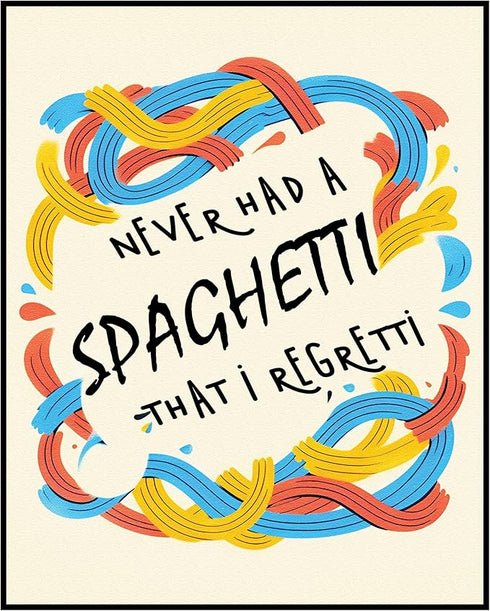 Posterizer 1 pcs-Funny Colorful Kitchen Print, Spaghetti Regretti-Kitchen & Bar Art-GIft for Men Women Teens-Art for Cafe, Restaurant, Coffee Bar ...