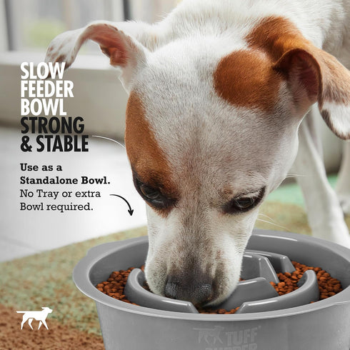 Tuff Pupper Slow Feeder Insert Bowl | Puzzle Maze Slows Down Eating | Elevated Feeder Tray Bowl | Standalone Dog Bowl | Pet Bowl Insert | Easy Cle...