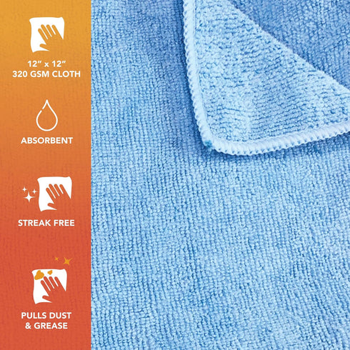 Arkwright Microfiber Cleaning Cloths - (Pack of 12) Lint & Streak-Free Drying Wash Towels, 320 GSM Super Absorbent & Quick Dry, Perfect Cleaner fo...