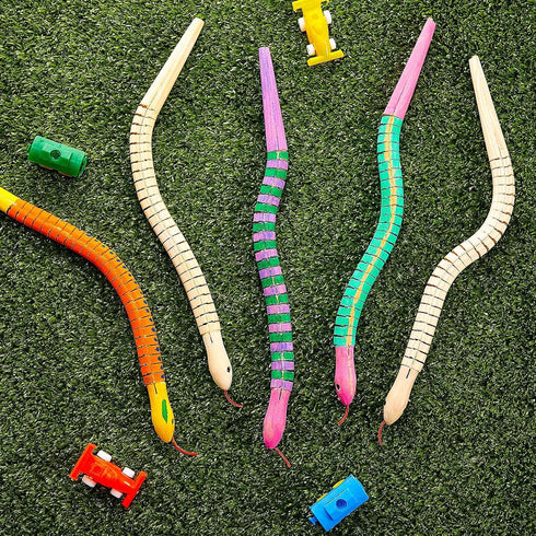 Gejoy 15 Pieces 12 Inch Wooden Snakes Unfinished Wiggly Jointed Flexible Wood Snakes to Paint Blank Canvas Animal Model for Arts and Crafts Hallow...