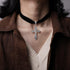 Sacina Gothic Cross Necklace, Zinc Alloy Black Cross Necklace, Halloween, Christmas Goth Jewelry Gift for Women (Silver Color Cross Choker)...