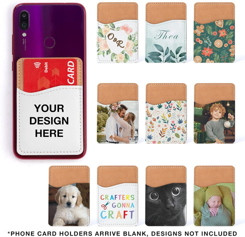 Sublimation Blanks Phone Wallet - PU Leather Card Holder for Back of Phone Stick on iPhone Android HTV Friendly DIY Blanks for Vinyl Projects (Whi...