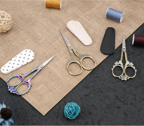 Small Embroidery Scissors with Cover -Cute and Comfortable handles with Sturdy and Sharp Tips for Precise Cutting, Sewing and Craft Supplies Kit...