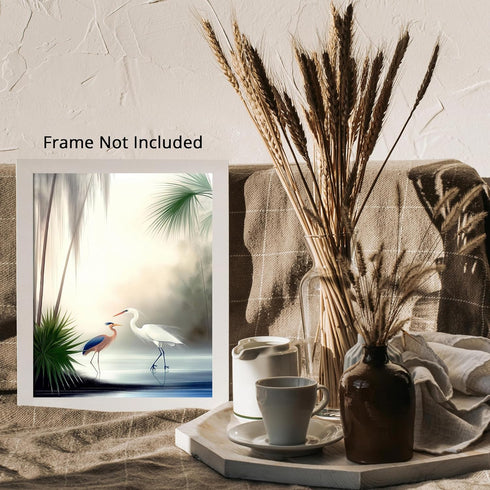 Posterizer 1 pcs-beautiful art work of pair of heron birds in nature 2-Art for Animal Lovers Gift for Art Lovers Decorations for Bedroom, Office, ...