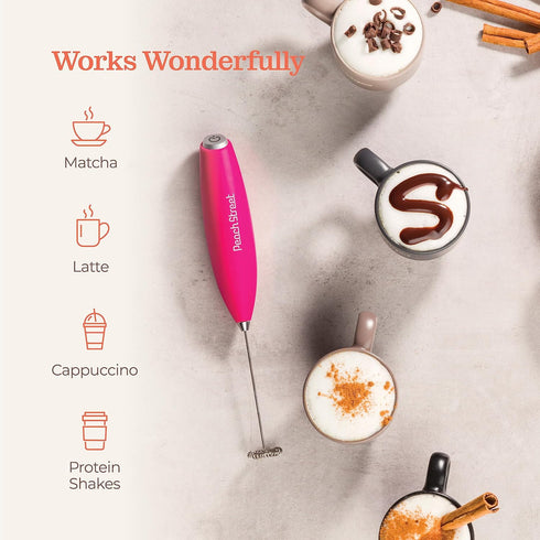 Powerful Handheld Milk Frother, Mini Milk Foamer, Battery Operated (Not included) Stainless Steel Drink Mixer with Frother Stand for Coffee, Latte...