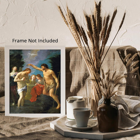 Posterizer 1 pcs-The Baptism of Christ c. 1623 painting poster-Religious Posters-Gifts for Christians -Decor for Church, Sunday School Classroom- ...