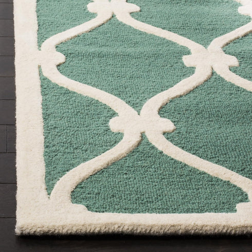 SAFAVIEH Cambridge Collection Accent Rug - 2' x 3', Teal & Ivory, Handmade Moroccan Wool, Ideal for High Traffic Areas in Entryway, Living Room, B...