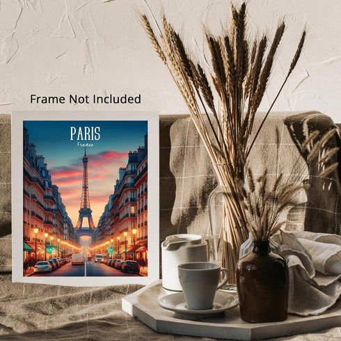 Posterizer 1 pcs-Paris Eiffel Tower traditional travel print-Adventure Wall Art-GIft for Men Women Teens-Decor for Home & Office- unframed wall ar...