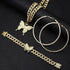 Sanfenly Cuban Link Chain Jewelry Set Bling Rhinestone Butterfly Pendant Necklace Bracelet and Crystal Large Hoop Earrings Set Silver Gold Accesso...