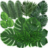 74 Pcs 7 Kinds Artificial Palm Leaves Tropical Fake Leaves, Monstera Leaf for Safari Jungle Hawaiian Dinosaur Luau Party Table Decoration Wedding ...