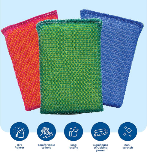 SCRUBIT Multi-Purpose Dish Scrub Sponge, Non Scratch Scouring Pads, Cleaning Sponges for pots & dishes - Pot Scrubber Sponges for Kitchen & Bathro...