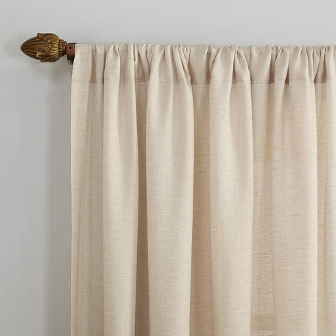 No. 918 Amalfi Linen Blend Textured Semi-Sheer Rod Pocket Curtain Panel, 54" x 84", Ivory...