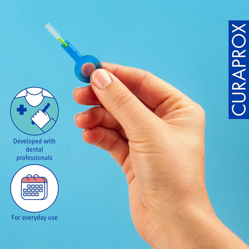 Curaprox Interdental Brushes Prime Start Mixed Set, CPS 06 + CPS 07 + CPS 08 + CPS 09 + CPS 11 + UHS 409 Brush Holder + UHS 470 Brush Holder, Blue...