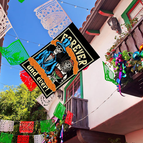 Day of the Dead Garden Flag Outdoor Vertical Double Sided Dia de Los Muertos Yard Signs with Stakes and Lawn Decorations Flower Suger Skull Hangin...