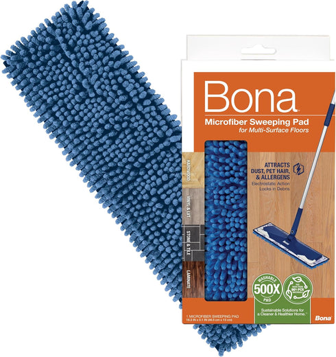 Bona Microfiber Sweeping Pad for Multi-Surface Floors - For Use With Bona Mops - Attracts and Picks Up Pet Hair, Fur, and Dander - For Wood, Stone...