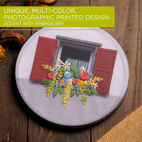 Bucilla Photographic 6" Stamped Embroidery Kit, Flower Box, Includes 4-Color Printed Fabric, 6" Hoop, Embroidery Floss, Needle, and Instructions, ...