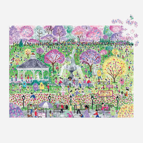 Galison Easter Egg Hunt – 1000 Piece Michael Storrings Puzzle Featuring The Spirit of Easter Festivities At A Whimsical Park...