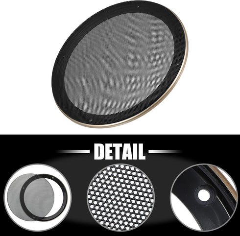 X AUTOHAUX 8 Inch Car Metal Audio Speaker Grill Cover Mesh Woofer Horn Guard Decorative Circle Grille Protector with Screw Gold Tone...