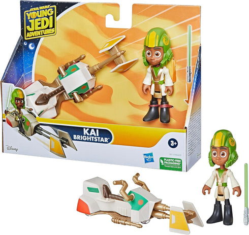 Star Wars: Young Jedi Adventures Kai Brightstar Figure & Speeder Bike, 4-Inch Scale Action Figures & Vehicles, Toys, Preschool Toys for 3 Year Old...