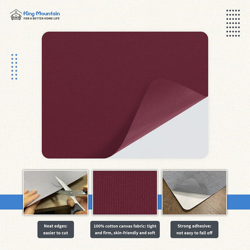 KING MOUNTAIN Canvas Repair Patch 9 x11 Inch 2 Pcs Self-Adhesive Waterproof Fabric Patch for Sofas, Tents, Furniture,Tote Bags, Car Seats (Burgund...