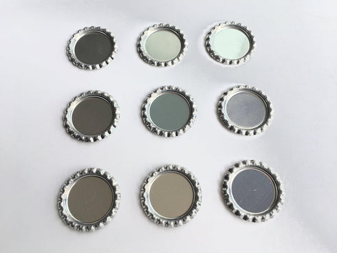 RUTICH 100 PCS Flat Decorative Bottle CaP Craft Bottle Stickers Double Sideds Printed for Hair Bows, DIY Pendants or Craft ScraPbooks Silver...