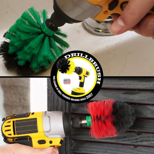 Cleaning Supplies - Drill Brush - Medium and Stiff Bristle MINI Spin Brush Kit - Kitchen Accessories - Clean and Scrub Counters, Stove, Oven, Sink...