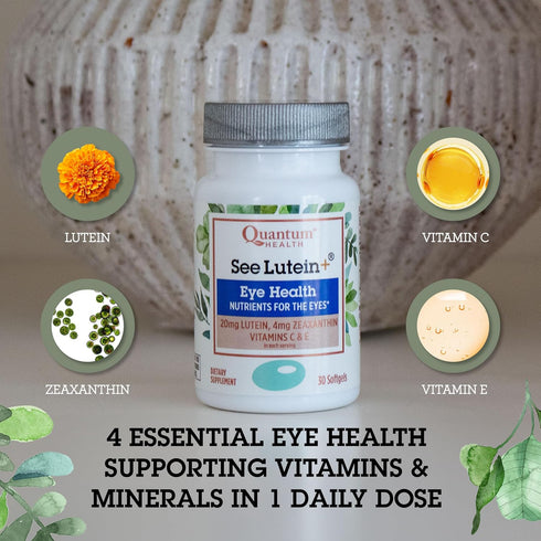 Quantum Health See Lutein+ Eye Care Supplement Helps Support Overall Eye Health As You Age - Lutein 20mg Zeaxanthin Plus Vitamins C & E Daily Nutr...
