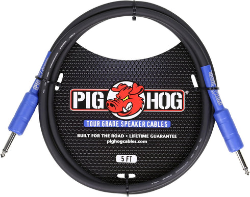 Pig Hog PHSC5 High Performance 14 Gauge 9.2mm 1/4" Speaker Cable, 5 Feet , Black...