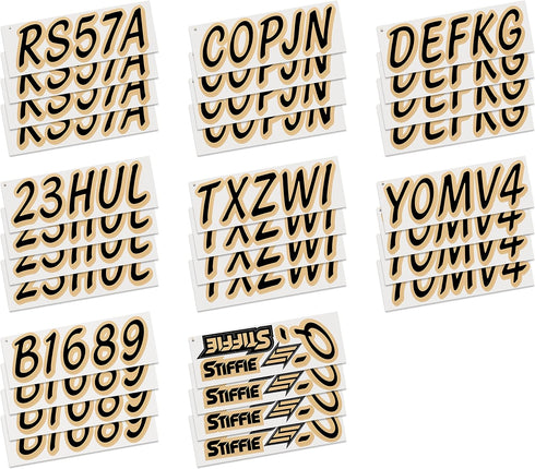 Whipline Solid Black/Tan 3" Alpha-Numeric Registration Identification Numbers Stickers Decals for Boats & Personal Watercraft...