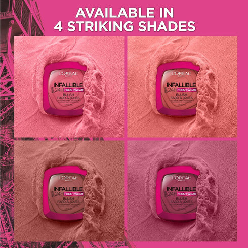 L'Oreal Paris Infallible Up to 24H Fresh Wear Soft Matte Blush, Blendable, Long-Lasting and Waterproof Cheek Make Up, Confident Pink 10, 0.31 Oz...
