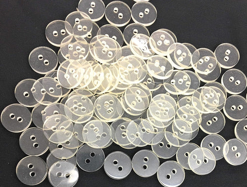 100 Duvet Flat Clear Buttons,Size 1/2"-) 2 Hole .Invisible Buttons,...