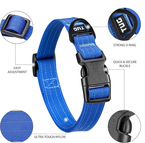TUG Strong Nylon Dog Collar (Medium, Blue)...