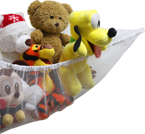 Simple Houseware 2 Pack Stuffed Animal Toy Hammock Net, Corner Wall Storage for Kids Room, White...