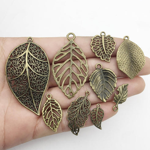 iloveDIYbeads 100g Craft Supplies Mixed Tree Leaves Pendants Beads Charms Pendants for Crafting, Jewelry Findings Making Accessory For DIY Necklac...