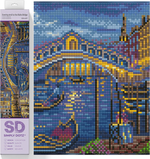 DIAMOND DOTZ ® - Evening stroll to The Rialto Bridge, Full Drill, Round Dotz, Diamond Painting Kits, Diamond Art Kits for Adults, Gem Art, Diamond...