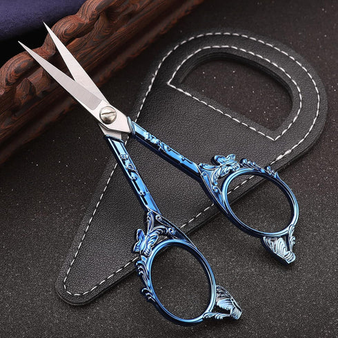 Sewing Embroidery Scissors with Sheath, 4.7in Sharp Tip Craft Crochet Scissor for Needlework Cross Stitch Threading Handicraft DIY Tool, Cute Blue...