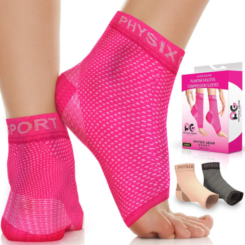 Physix Gear Sport Plantar Fasciitis Socks with Arch Support for Men & Women - Ankle Compression Sleeve, Toeless Compression Socks Foot Pain Relief...